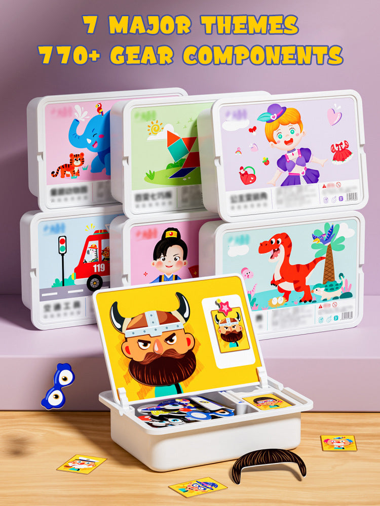 Magnetische Puzzles Gesicht Ankleiden Reise Spiel Doppel Seite Vorschule Pädagogisches Lernspielzeug für Kinder