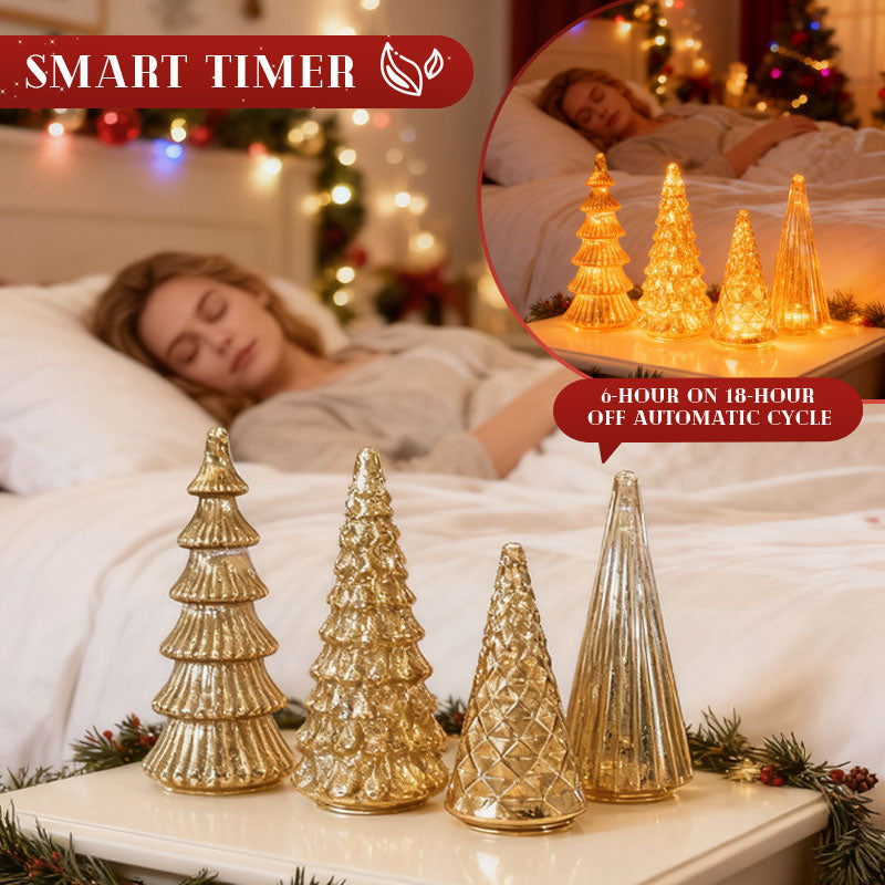 ✨ Schimmernde Weihnachten – 5-teiliges Kristallglas-Baumset mit Lichtern✨