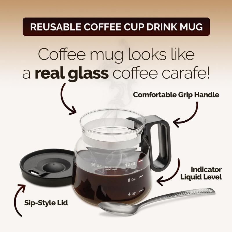 💕49 % RABATT💖☕ 16 oz Kaffeetasse aus Glas – Kaffeekannen-Stil