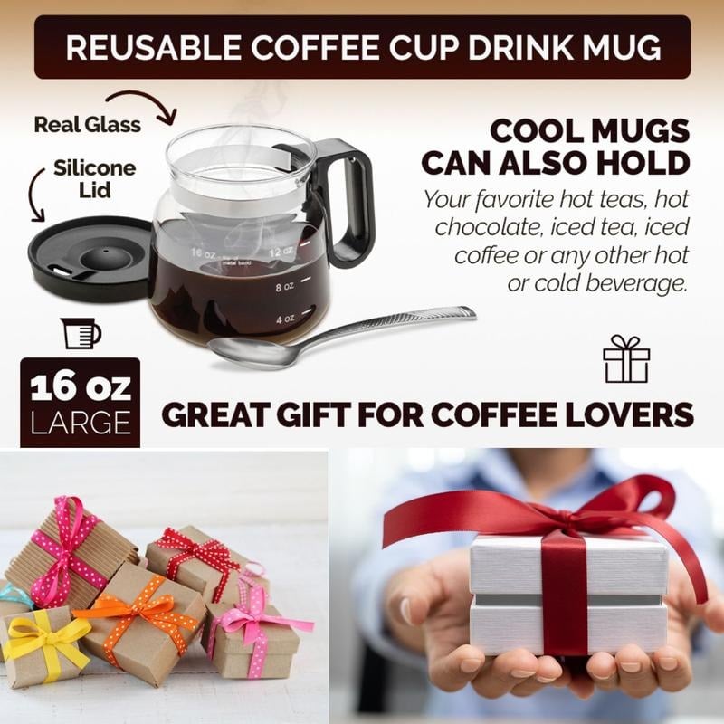 💕49 % RABATT💖☕ 16 oz Kaffeetasse aus Glas – Kaffeekannen-Stil